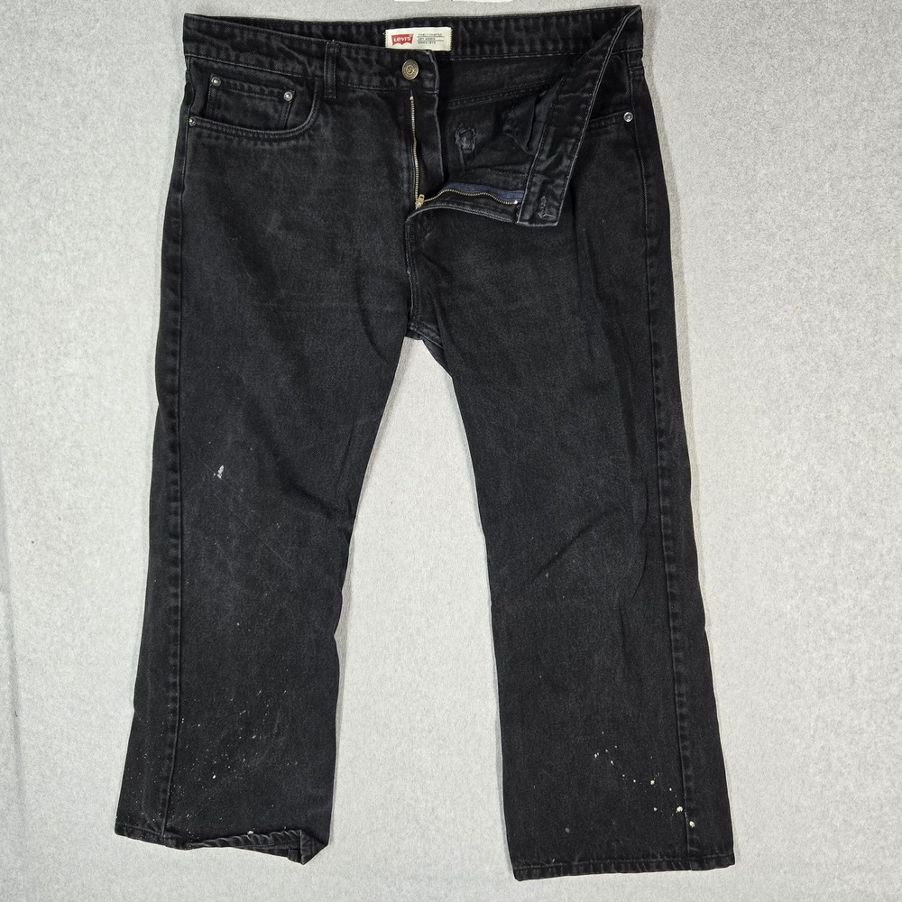 Levi's 517 Men Jeans Black Denim Bootcut 28" Inseam Stretch READ